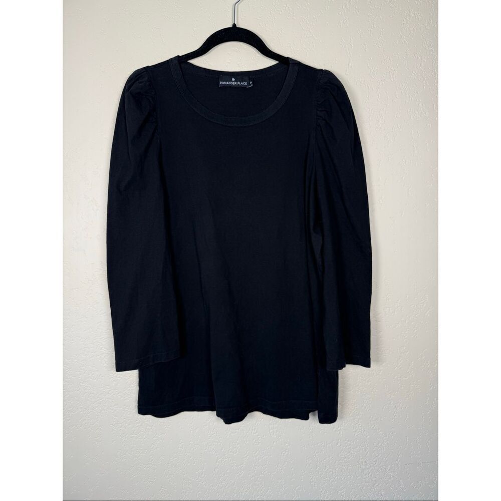 Pomander Place Vesty Black Puff Sleeve Crew Neck Top - Picture 2 of 7